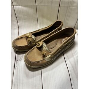 Sperry Angelfish Gold Glitter Boat Shoes Women's Size 6.5